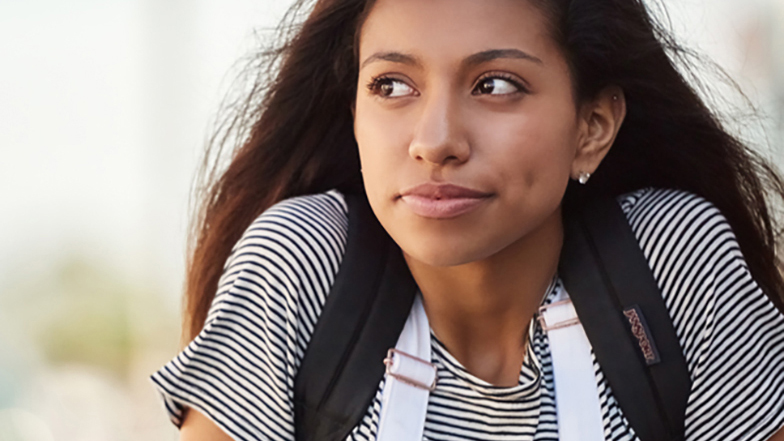 Young woman with backpack